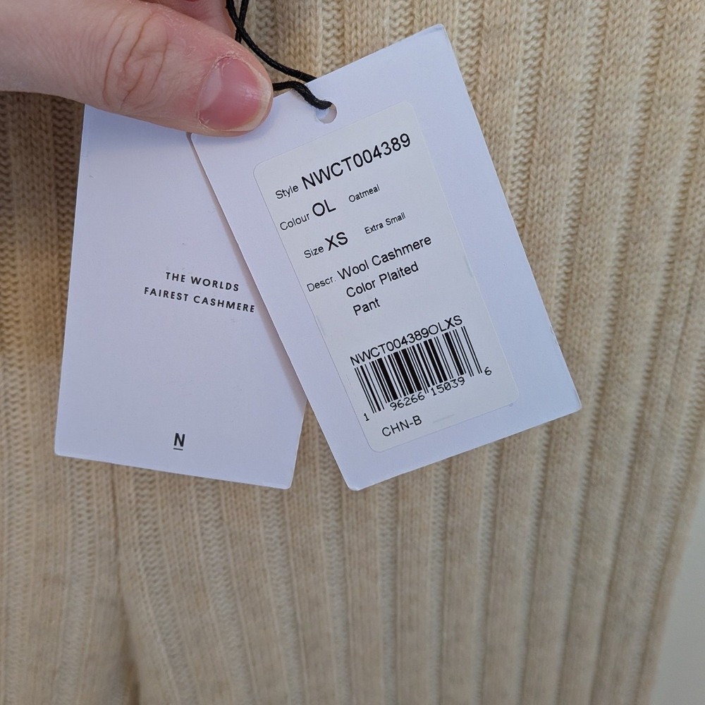 NAADAM Wool Cashmere Ribbed Flare Button Detail Pants Oatmeal Tan Size XS NWT - Picture 6 of 11